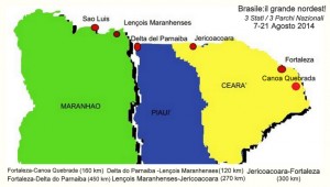 mappa itinerario tour di gruppo Brasile nordest